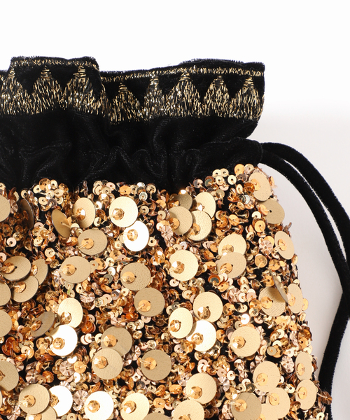 VERMEIL par iena(ヴェルメイユパーイエナ)の「CITRUS シトラス 別注Gold Sequines Potli Bag C25/PO863(クラッチバッグ・レディース・ブラック系その他・FREE)」の8枚目の写真