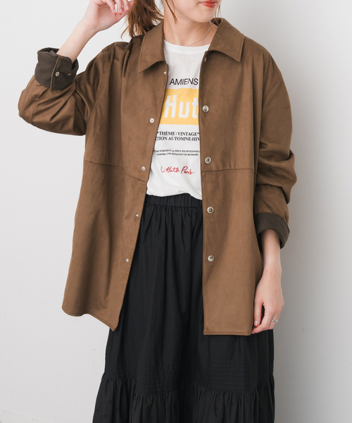 セール】フェイクスエードオープンカラージャケット（その他アウター