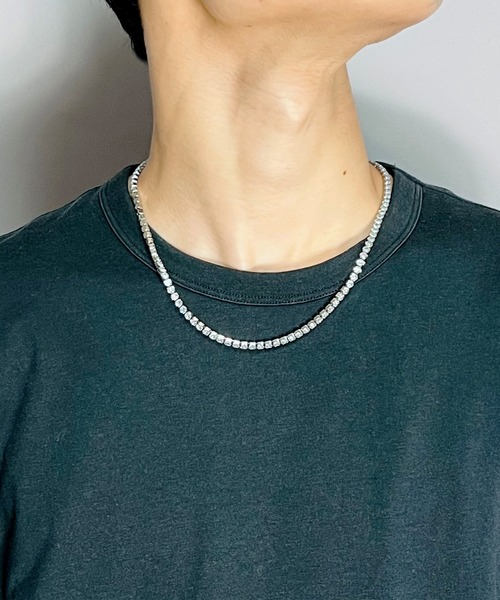 glitter グリッター バゲット テニスネックレス 45cm 美品 Luxury Tennis Necklace 【5mm / SILVER】 | Glitter
