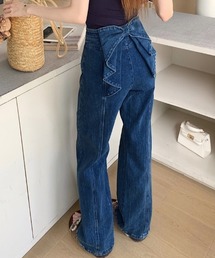 バックリボンハイウエストデニムパンツ