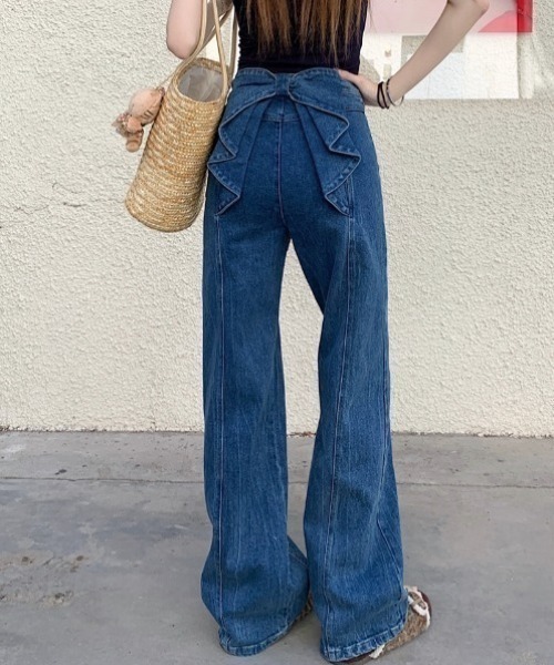 yuue' ( wear )（ユーイ）の「バックリボンハイウエストデニムパンツ（デニムパンツ・レディース・ブルー・S/M/L）」の5枚目の写真