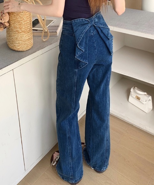 yuue' ( wear )（ユーイ）の「バックリボンハイウエストデニムパンツ（デニムパンツ・レディース・ブルー・S/M/L）」の9枚目の写真