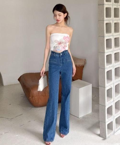 yuue' ( wear )（ユーイ）の「バックリボンハイウエストデニムパンツ（デニムパンツ・レディース・ブルー・S/M/L）」の4枚目の写真