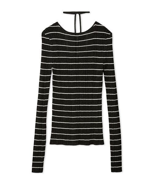 Mila Owen（ミラオーウェン）の「ボートネックタイ付ランダムリブシアーニット（ニット/セーター・レディース・イエロー/ホワイト/その他・0/1）」の3枚目の写真