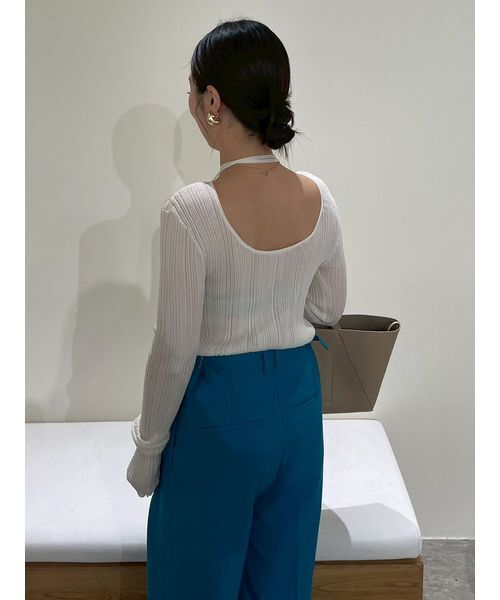 Mila Owen（ミラオーウェン）の「ボートネックタイ付ランダムリブシアーニット（ニット/セーター・レディース・イエロー/ホワイト/その他・0/1）」の7枚目の写真