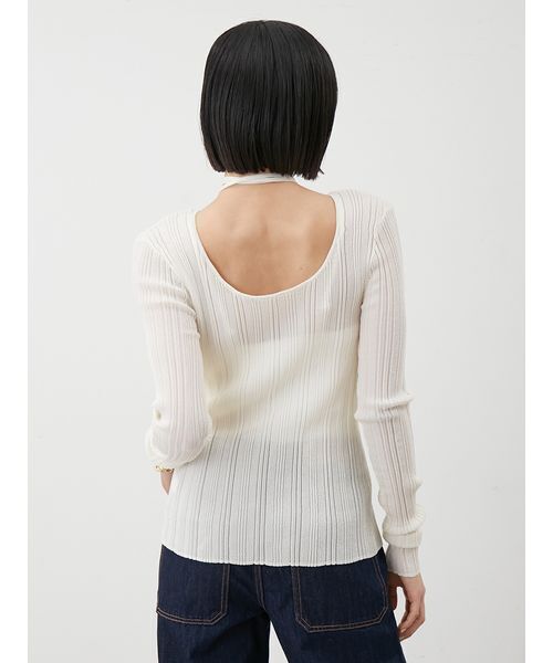 Mila Owen（ミラオーウェン）の「ボートネックタイ付ランダムリブシアーニット（ニット/セーター・レディース・イエロー/ホワイト/その他・0/1）」の10枚目の写真