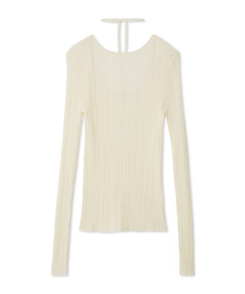 Mila Owen（ミラオーウェン）の「ボートネックタイ付ランダムリブシアーニット（ニット/セーター・レディース・イエロー/ホワイト/その他・0/1）」の16枚目の写真