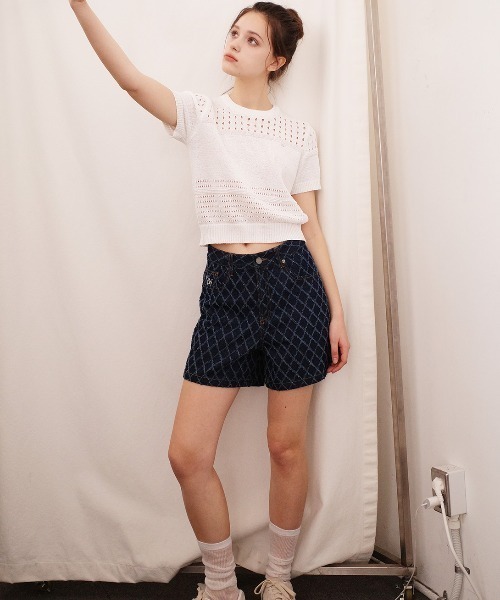 GENERAL IDEA（ジェネラルアイデア）の「GENERAL IDEA/ジェネラルアイディア dia scratch denim shorts ショーツ（デニムパンツ・レディース・ネイビー・L）」の8枚目の写真