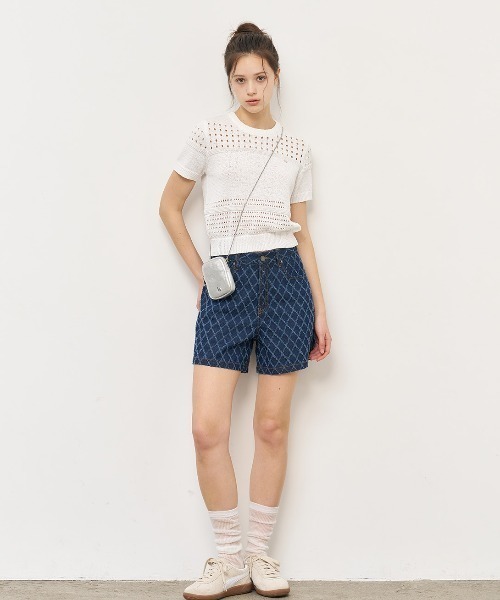 GENERAL IDEA（ジェネラルアイデア）の「GENERAL IDEA/ジェネラルアイディア dia scratch denim shorts ショーツ（デニムパンツ・レディース・ネイビー・L）」の5枚目の写真