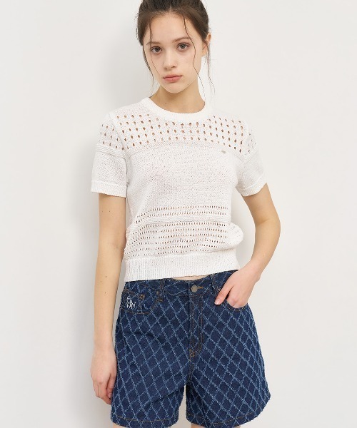 GENERAL IDEA（ジェネラルアイデア）の「GENERAL IDEA/ジェネラルアイディア dia scratch denim shorts ショーツ（デニムパンツ・レディース・ネイビー・L）」の4枚目の写真