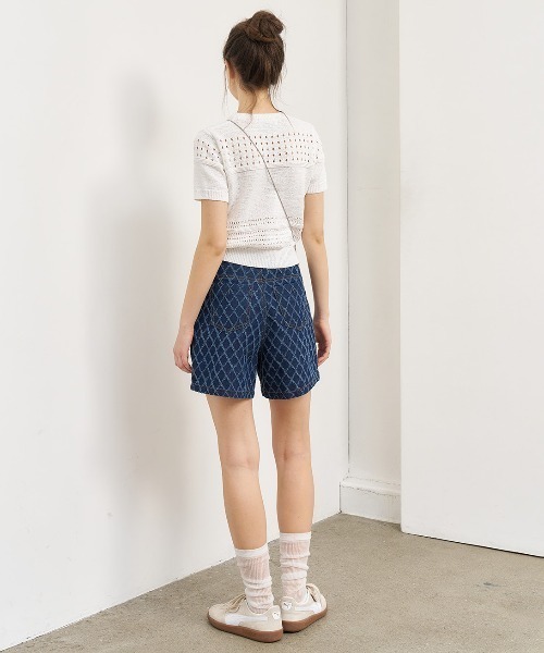 GENERAL IDEA（ジェネラルアイデア）の「GENERAL IDEA/ジェネラルアイディア dia scratch denim shorts ショーツ（デニムパンツ・レディース・ネイビー・L）」の9枚目の写真