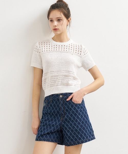 GENERAL IDEA（ジェネラルアイデア）の「GENERAL IDEA/ジェネラルアイディア dia scratch denim shorts ショーツ（デニムパンツ・レディース・ネイビー・L）」の3枚目の写真
