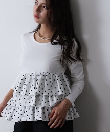 PICCIN PERLA（ピッチンペルラ）の「ハートチュールティアードプルオーバー（Tシャツ/カットソー）」