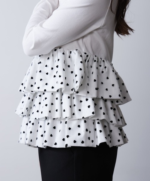 PICCIN PERLA(ピッチンペルラ)の「ハートチュールティアードプルオーバー(Tシャツ/カットソー・レディース・オフホワイト/ブラック・M)」の6枚目の写真
