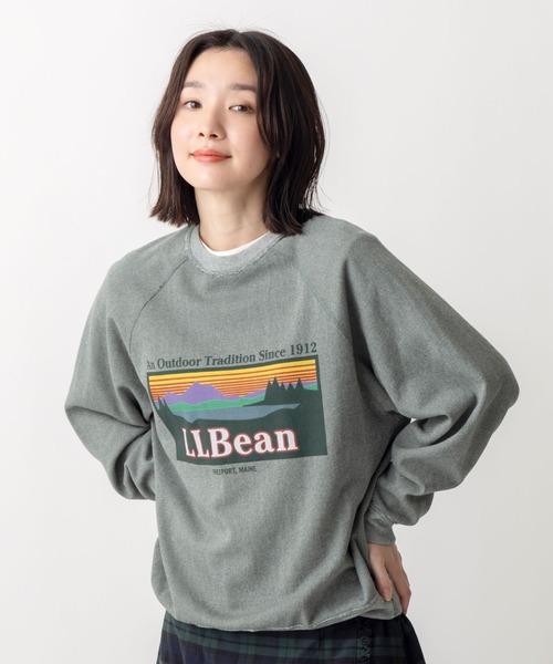 L.L.Bean（エルエルビーン）の「【JAPAN EDITION】ポーテージ・クルーネック・スウェットシャツ（スウェット・レディース・グリーン/グレイッシュベージュ/パープル系・MEDIUM）」の2枚目の写真