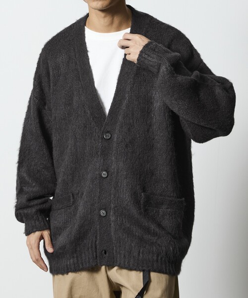 FREAK'S STORE（フリークスストア）の「限定展開 Relax Fit リラックスフィット シャギーニット ルーズカーディガン（カーディガン/ボレロ・メンズ・ブラック/グレー/チャコールグレー/オリーブ/ネイビー・LARGE/MEDIUM/SMALL）」の2枚目の写真