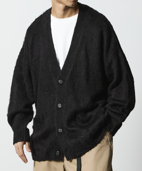 RHC ブラック カーディガン Lサイズ セール】限定展開 Relax Fit リラックスフィット シャギーニット