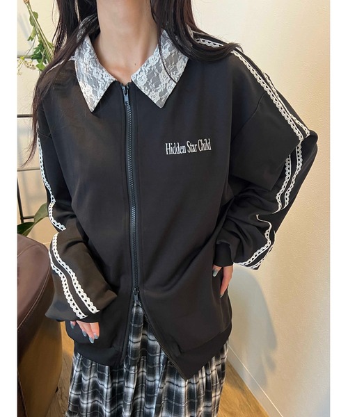 セール】《セットアップ対応◎》レース襟トラックジャケット（ジャージ