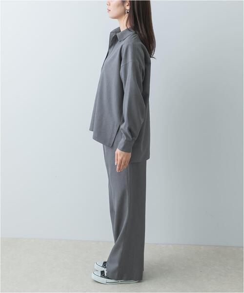 F by ROSSO(エフバイロッソ)の「F by ROSSO ウールライクスキッパーシャツ+セミフレアパンツ(セットアップ・レディース・ブラック/グレー・36/38)」の12枚目の写真