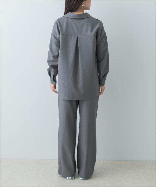 F by ROSSO(エフバイロッソ)の「F by ROSSO ウールライクスキッパーシャツ+セミフレアパンツ(セットアップ・レディース・ブラック/グレー・36/38)」の13枚目の写真