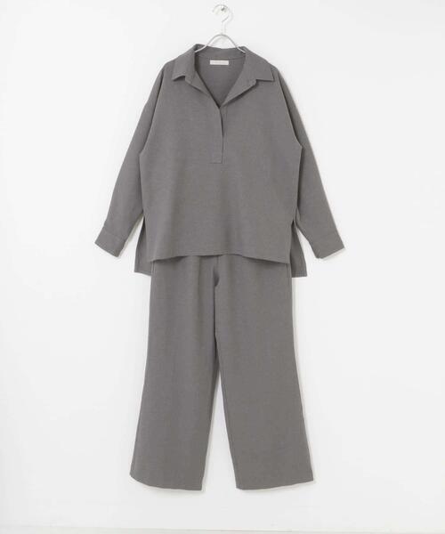 F by ROSSO(エフバイロッソ)の「F by ROSSO ウールライクスキッパーシャツ+セミフレアパンツ(セットアップ・レディース・ブラック/グレー・36/38)」の16枚目の写真