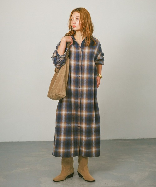 チェックシャツワンピース（シャツワンピース）｜BAYFLOW