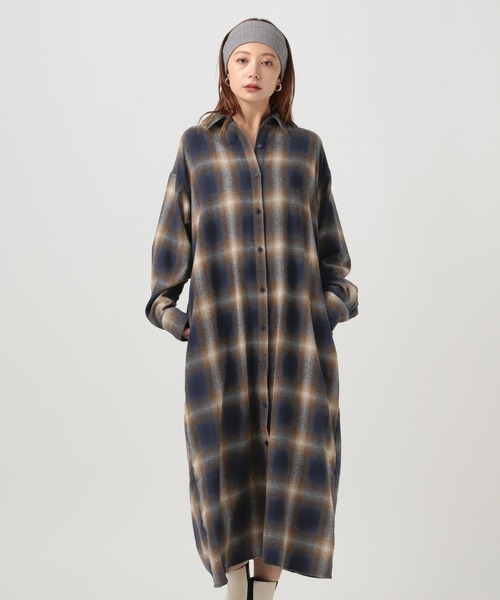 BAYFLOW(ベイフロー)の「チェックシャツワンピース(シャツワンピース・レディース・ネイビー/ベージュ/ブラック・FREE)」の20枚目の写真