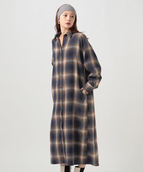 BAYFLOW(ベイフロー)の「チェックシャツワンピース(シャツワンピース・レディース・ネイビー/ベージュ/ブラック・FREE)」の21枚目の写真