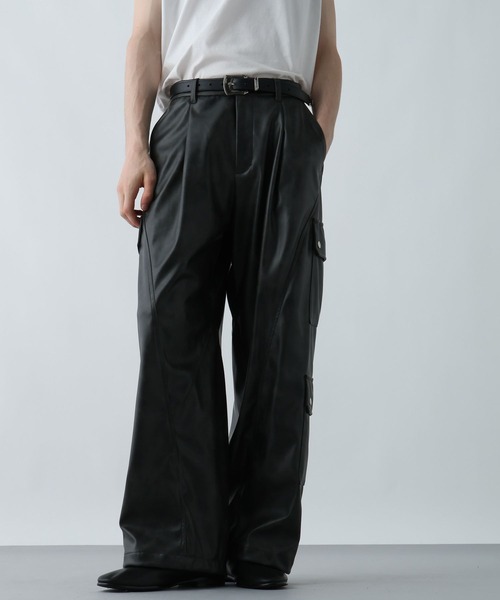SET UP対応】LUXEレザーカーゴパンツ(HARE)（カーゴパンツ