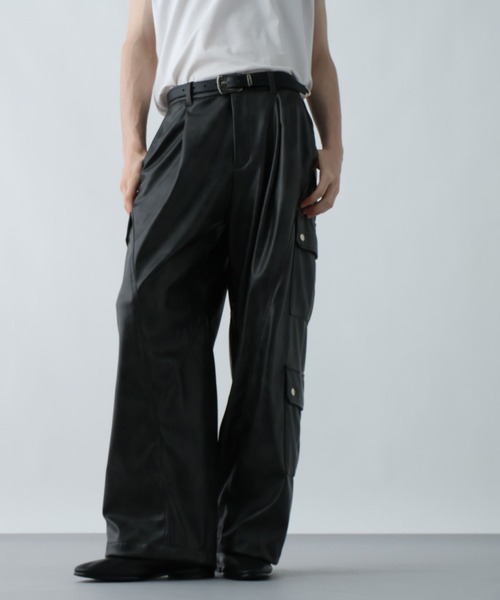 SET UP対応】LUXEレザーカーゴパンツ(HARE)（カーゴパンツ）｜HARE