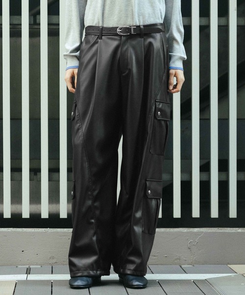 SET UP対応】LUXEレザーカーゴパンツ(HARE)（カーゴパンツ）｜HARE