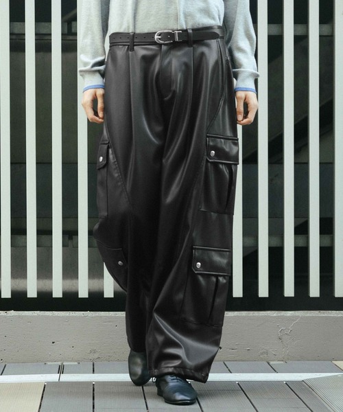 SET UP対応】LUXEレザーカーゴパンツ(HARE)（カーゴパンツ）｜HARE
