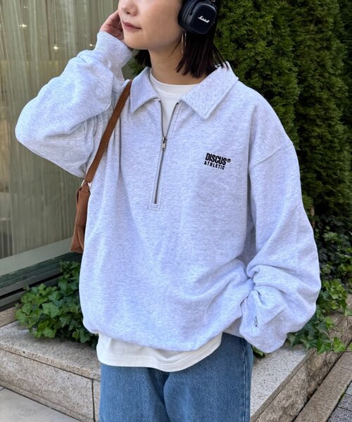 DISCUS(ディスカス)の「【DISCUS】ユニセックス裏毛ハーフジッププルオーバー(スウェット・レディース・グレー/ネイビー/ブラック・LARGE/MEDIUM/SMALL)」の1枚目の写真