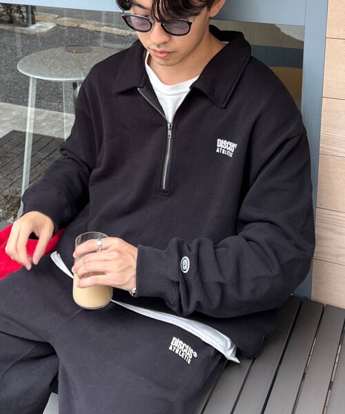 DISCUS(ディスカス)の「【DISCUS】ユニセックス裏毛ハーフジッププルオーバー(スウェット・レディース・グレー/ネイビー/ブラック・LARGE/MEDIUM/SMALL)」の2枚目の写真