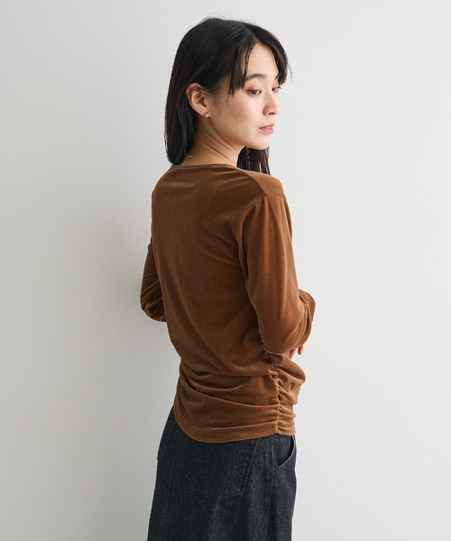 CRAFT STANDARD BOUTIQUE（クラフトスタンダードブティック）の「シアーベロアサイドギャザープルオーバー◆（Tシャツ/カットソー・レディース・グレー/ブラウン/クリーム・FREE）」の19枚目の写真