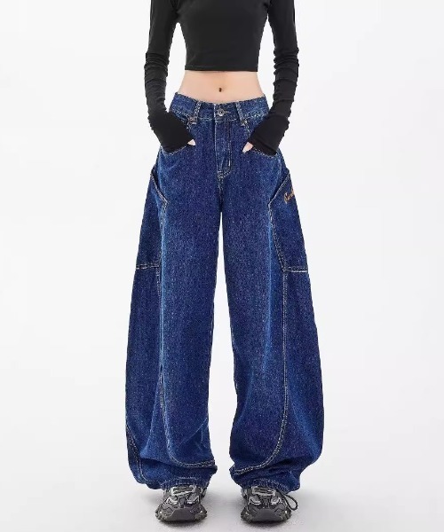 gossip!ロサンゼルス(ゴシップロサンゼルス)の「バレルレッグ バルーンデニムパンツ(デニムパンツ・レディース・ブルー・M/S)」の6枚目の写真