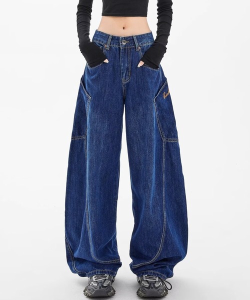 gossip!ロサンゼルス(ゴシップロサンゼルス)の「バレルレッグ バルーンデニムパンツ(デニムパンツ・レディース・ブルー・M/S)」の8枚目の写真