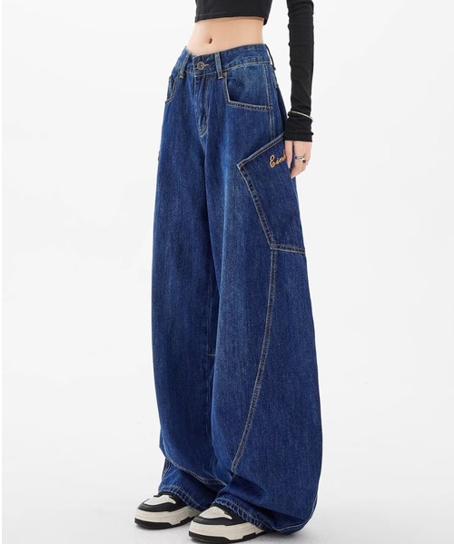 gossip!ロサンゼルス(ゴシップロサンゼルス)の「バレルレッグ バルーンデニムパンツ(デニムパンツ・レディース・ブルー・M/S)」の2枚目の写真