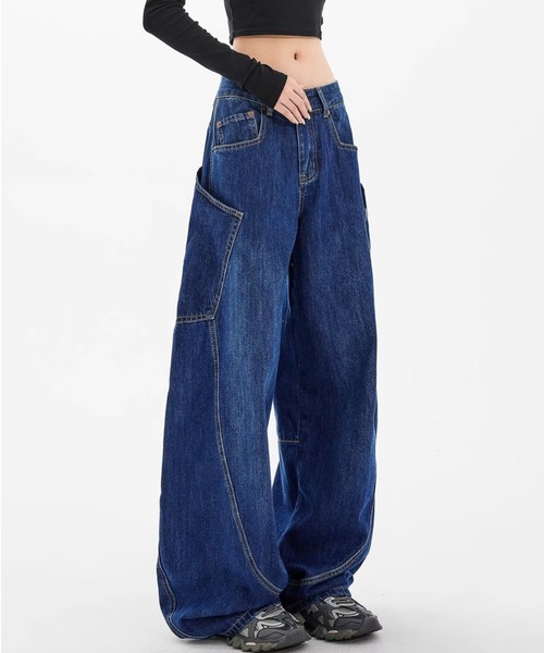 gossip!ロサンゼルス(ゴシップロサンゼルス)の「バレルレッグ バルーンデニムパンツ(デニムパンツ・レディース・ブルー・M/S)」の3枚目の写真