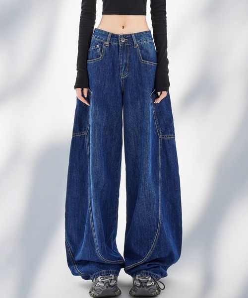 gossip!ロサンゼルス(ゴシップロサンゼルス)の「バレルレッグ バルーンデニムパンツ(デニムパンツ・レディース・ブルー・M/S)」の12枚目の写真