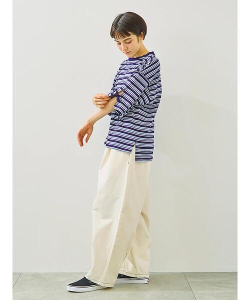 SM2（エスエムツー）の「マルチボーダー袖スリットリボンTシャツ（Tシャツ/カットソー・レディース・グリーン/レッド/ピンク/ネイビー/ベージュ・F）」の16枚目の写真