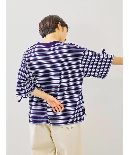 SM2（エスエムツー）の「マルチボーダー袖スリットリボンTシャツ（Tシャツ/カットソー・レディース・グリーン/レッド/ピンク/ネイビー/ベージュ・F）」の18枚目の写真