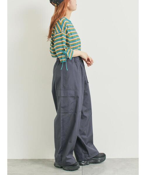 SM2（エスエムツー）の「マルチボーダー袖スリットリボンTシャツ（Tシャツ/カットソー・レディース・グリーン/レッド/ピンク/ネイビー/ベージュ・F）」の13枚目の写真