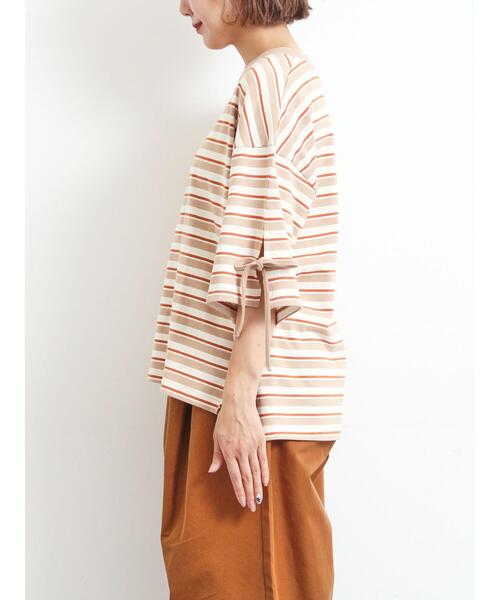 SM2（エスエムツー）の「マルチボーダー袖スリットリボンTシャツ（Tシャツ/カットソー・レディース・グリーン/レッド/ピンク/ネイビー/ベージュ・F）」の20枚目の写真