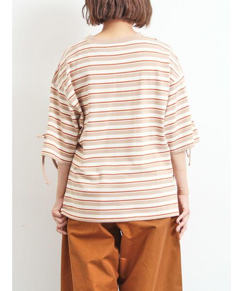 SM2（エスエムツー）の「マルチボーダー袖スリットリボンTシャツ（Tシャツ/カットソー・レディース・グリーン/レッド/ピンク/ネイビー/ベージュ・F）」の21枚目の写真