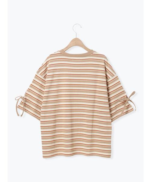 SM2（エスエムツー）の「マルチボーダー袖スリットリボンTシャツ（Tシャツ/カットソー・レディース・グリーン/レッド/ピンク/ネイビー/ベージュ・F）」の8枚目の写真