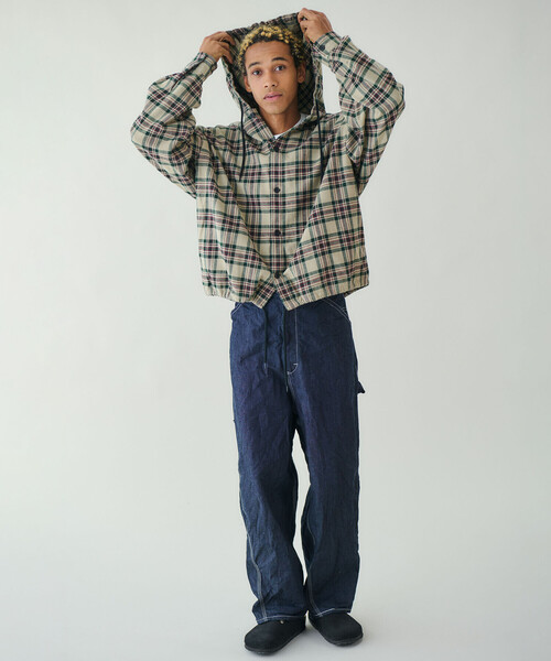 GYMPHLEX（ジムフレックス）の「Gymphlex | ネルチェック フードシャツ MEN（シャツ/ブラウス・メンズ・ブラック系その他/ベージュ系その他・L/M）」の6枚目の写真