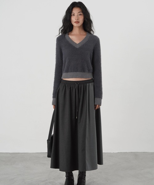 Fano Studios（ファノ ストゥディオズ）の「バイカラースレアスカート EM25a065【EIGHTHMONTH】（スカート・レディース・ダークグレー・L/M/S）」の2枚目の写真