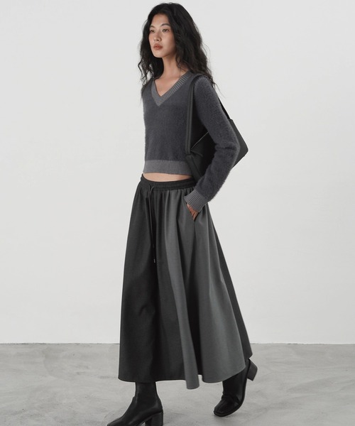 Fano Studios（ファノ ストゥディオズ）の「バイカラースレアスカート EM25a065【EIGHTHMONTH】（スカート・レディース・ダークグレー・L/M/S）」の3枚目の写真