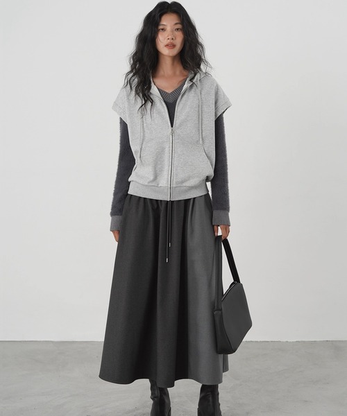 Fano Studios（ファノ ストゥディオズ）の「バイカラースレアスカート EM25a065【EIGHTHMONTH】（スカート・レディース・ダークグレー・L/M/S）」の6枚目の写真